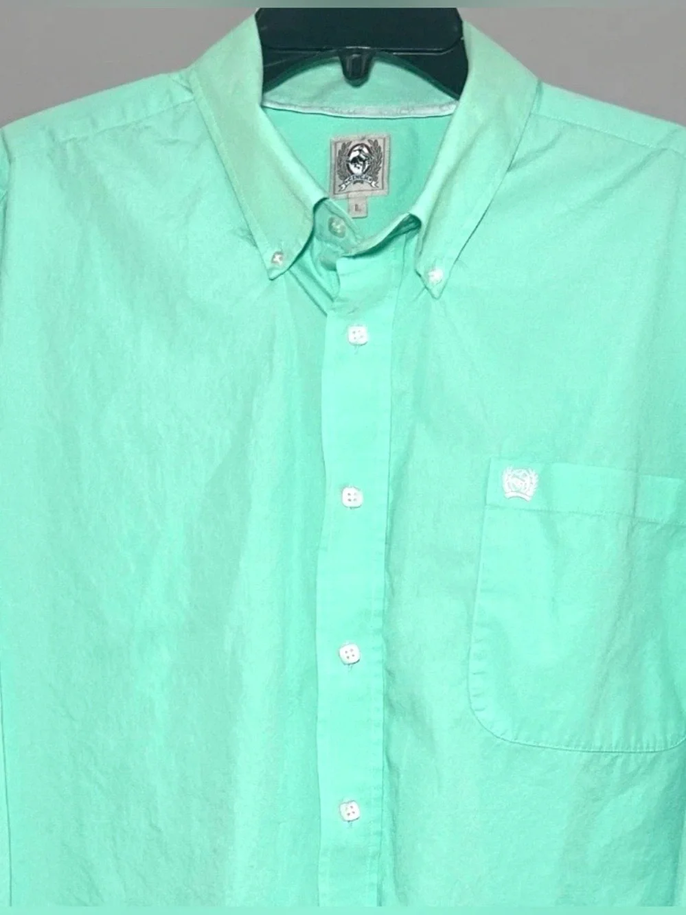 Cinch Men's Western Solid Mint Green Button-Down Shirt L/XL - Picture 4 of 9